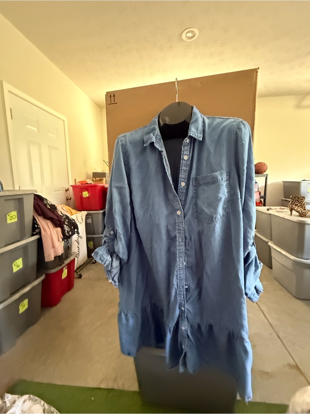 Classic Blue Chambray Button-Up Shirt dress p46